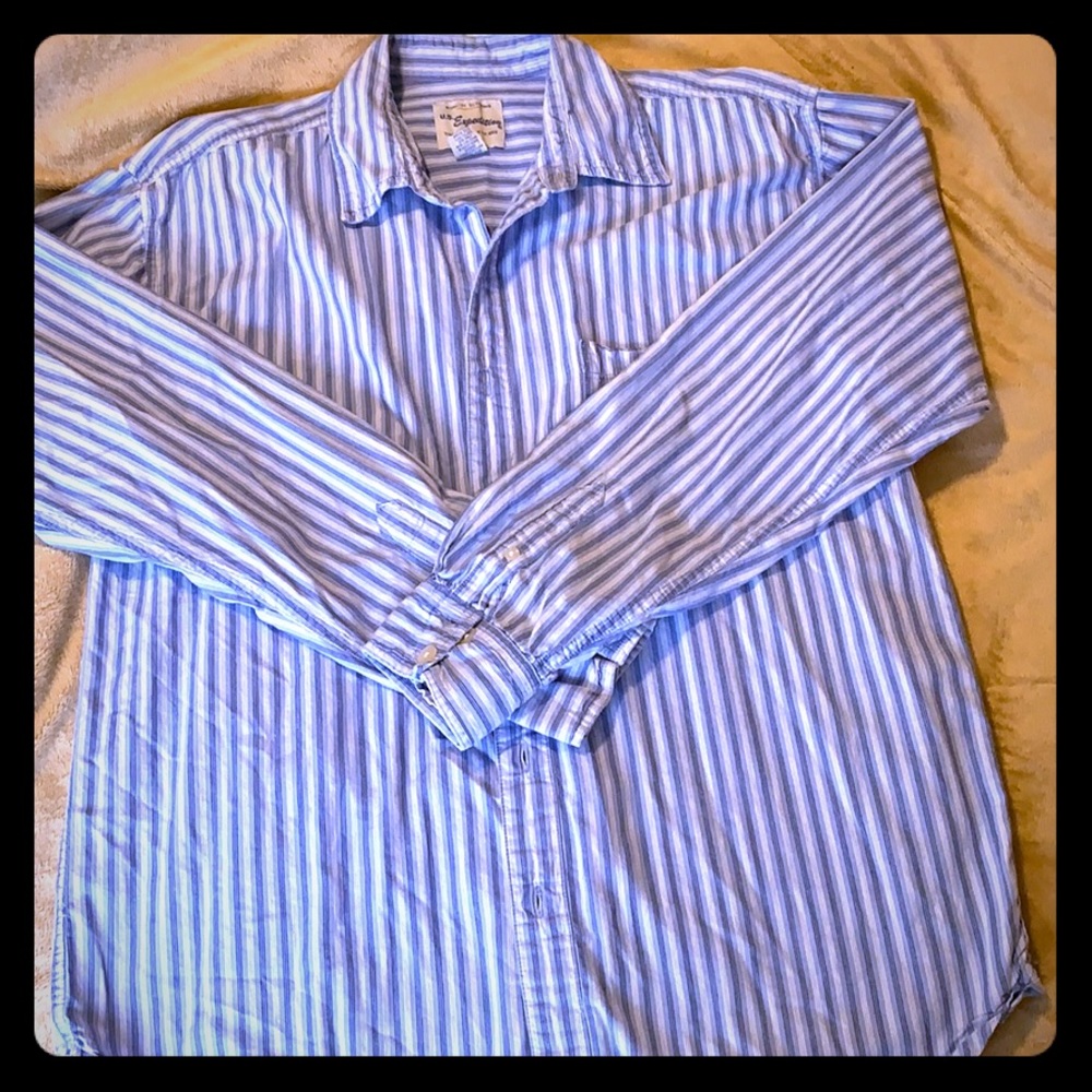 Men’s blue striped dress shirt